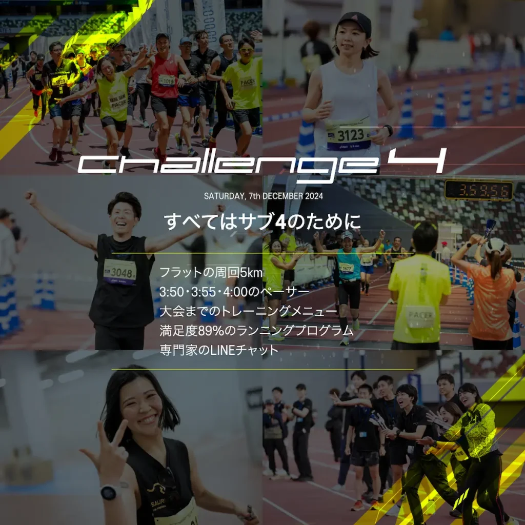 サブ4達成への挑戦をテーマとしたフルマラソンレース「Challenge 4 Tokyo 2024」／東京